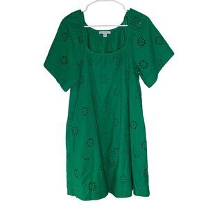 Free Assembly Green Eyelet Cotton Dress Womens XS Pockets Lined